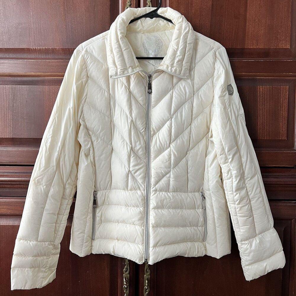Vince Camuto Puffer Zip-Up Jacket Winter Coat Cream Ivory Off-White Women's XL - Picture 1 of 8